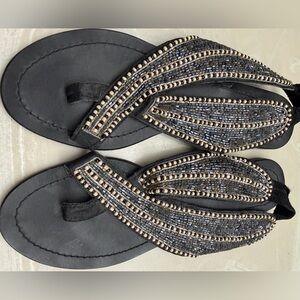 Beaded Black Sandals